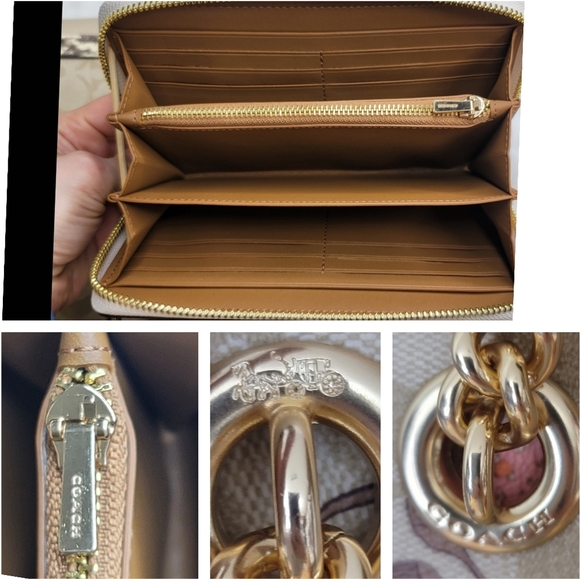 🦒 Coach 2 PCS SET Designer Shoulder Bag Purse Handbag Wallet  Signature - Picture 5 of 14